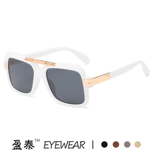 Lunettes de soleil carrées Yingtai, monture en plastique noir et métal, UV400, lunettes de soleil pour hommes - Product Image 3