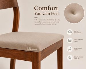 Juego de 2 Sillas de Comedor de Madera Maciza de Palisandro, Acabado Rústico en Color Marrón Teca, Sin Cojines, para Comedor, Sala de Estar, Dormitorio - Product Image 5