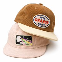 Topi Baseball 6 Panel Model Snapback Vintage Bahan Corduroy Bordir Logo Dua Warna Dengan Pinggiran Datar