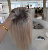 Perruque en Soie pour Femme, Effet Cuir Chevelu, 16 Pouces, Cheveux Humains, Clip-in, Expédition Mondiale, T7/Blanc