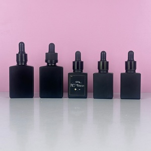Hot Sale 15ml/30ml/50ml/100ml Glass Matte Black Flat Tincture Square Sandblasted Black Square Essential Oil Flat <b>Dropper</b> <b>Bottle</b> - Product Image 1