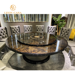 Bàn Dning Gỗ Chất Lượng Cao Tùy Chỉnh 8 Chỗ Ngồi Với Bàn Xoay Lớn Bàn Ăn Gỗ Tròn Sang Trọng - Product Image 6