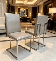 Chaise de salle à manger moderne minimaliste en acier inoxydable Luoweisen, chaises rembourrées grises pour événements, mobilier pour hôtel et restaurant