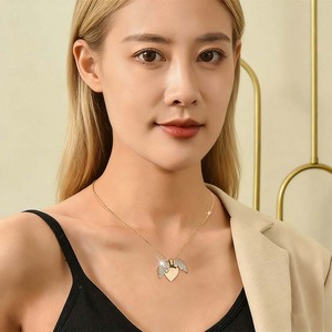Collar con Colgante <span class=keywords><strong>de</strong></span> Corazón para el Día <span class=keywords><strong>de</strong></span> San Valentín, Chapado en Oro <span class=keywords><strong>de</strong></span> 18K, Joyería Impermeable, Collar con Dije Personalizado con Nombre para Mujer, Regalo - Product Image 4