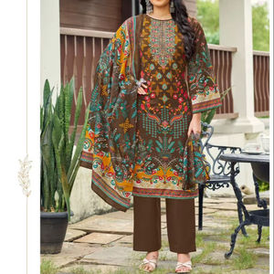 ชุดเดรสผ้าฝ้าย kurta/kurti สวยงามพร้อมพิมพ์ดีไซน์เนอร์และปักด้วยตัวเองแห้งเร็วแบบลำลองสำหรับผู้หญิงผู้ใหญ่ - Product Image 1