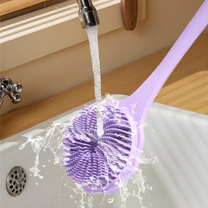 Long Handle Massage <b>Brush</b> Silicone Oval Bath <b>Brush</b> For <b>Back</b> Scrubbing Adult Use - Product Image 2