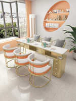 Ensemble de table et de chaise de manucure professionnelle élégante et luxueuse, surface en marbre simple et double avec aspirateur, utilisation en salon, salon