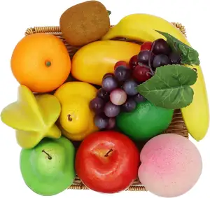 Yapay meyve sahte elma armut Mango kivi turuncu üzüm şeftali Mango muz limon simülasyon modeli fotoğraf sahne ekran