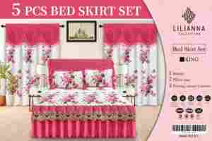 Ready to Ship Printed 5 Pieces Bed Skirt Set with <strong>Valance</strong> Curtains <strong>King</strong> <strong>Size</strong> Bedding Set - Product Image 2