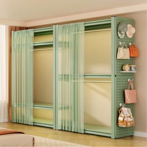 Armoire de chambre à coucher en acier, style ouvert, multi-niveaux, réglable et démontable, à poser au sol, pour rangement domestique et locatif - Product Image 1