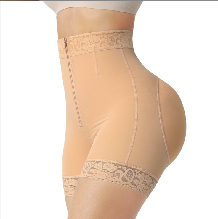 Zipper-Front High-Waist Shapewear Bodysuit (LJK2002): back view showing seat coverage and shaping construction