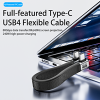 Kabel Fleksibel Tipe-C Male-Male USB4 Mendukung Pengisian Cepat 240W Transfer 80Gbps Kabel FPC Kompatibilitas 16K Komputer Thunderbolt