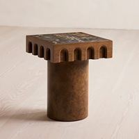 Table d'appoint de luxe pour salon, style design moderne, table d'angle en bois pour villa, table basse avec plateau en marbre