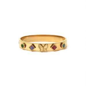 Brazalete Moderno y Elegante de Acero Inoxidable 316L con Baño de Oro PVD, Piedras de Colores y Diseño de Mariposa, SmileJoyas BBBA-04248, Regalo Unisex - Product Image 2