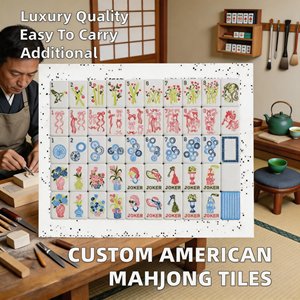 New Style Design Luxury Blue Thin-striped Bow Acrylic/Melamine Mahjong Tiles Eco-Friendly Resistant Durable <b>Entertainment</b> Gift - Product Image 4