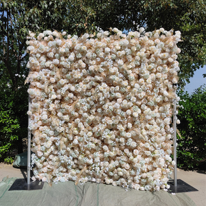 Mur de fleurs artificielles en tissu de haute qualité, blanc, pour décorations de mariage - Product Image 3