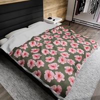 Selimut Beludru Bunga Hibiscus Hawaii, Selimut Bulu Minky Motif Bunga Lei Hawaii Tropis dengan Desain Kustom