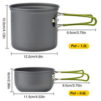 Kenquaz Moderne Camping En Plein Air Sauteuses Batterie De Cuisine Couteau Fourchette Cuillère Portable Métal Anodisé 1-2L Capacité Gaz Induction