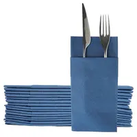 Airlaid الأزرق فوط السفرة للعشاء لينة ورق مقوى المناديل مع بنيت في أطباق جيب