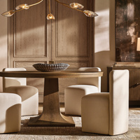 Table à manger ronde en chêne massif de style américain, table de salle à manger en bois pour cuisine, restaurant et villa de luxe, famille