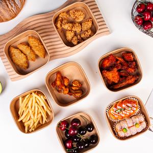 Boîte d'emballage carrée <span class=keywords><strong>en</strong></span> papier kraft blanc jetable pour fast-food à emporter pour le déjeuner bols à salade bols à assiettes <span class=keywords><strong>en</strong></span> papier écologiques - Product Image 4