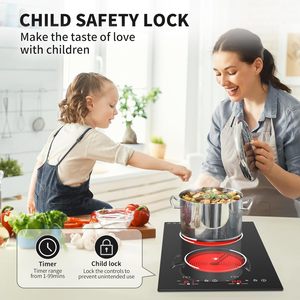 Table de cuisson électrique encastrable VBGK 12 pouces 110V 2100W 2 brûleurs, panneau <span class=keywords><strong>vitrocéramique</strong></span>, commande tactile par capteur, arrêt automatique, 9 niveaux de chauffage - Product Image 5