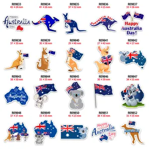 New Australia Day Koala dan Kangaroo Kartun Planar Resin Pipih Dicetak untuk Pita Rambut DIY 50 Buah/Lot