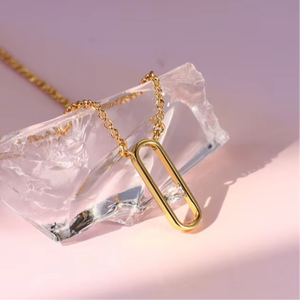 สร้อยคอเรขาคณิตสไตล์มินิมอลคลาสสิกสำหรับทุกเพศ ชุบทอง 14K  โซ่ทองเหลืองประดับเพทายแบบหนามเตย - Product Image 1