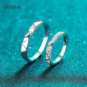 커플의 약혼 반지 18K 화이트 골드 도금 925 스털링 실버 모이사나이트 보석 반지 남성과 여성 - Product Image 2