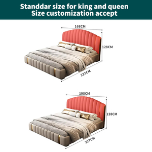 Cama Moderna de Lujo Italiana, Tamaño Queen/King, Estructura de Madera con Cuero Genuino, Base de Cama King con Almacenamiento <span class=keywords><strong>para</strong></span> Recámara Principal - Product Image 4