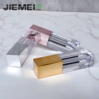 Flacon vide pour gloss à lèvres carré en PET avec couvercle métallique de haute qualité JIEMEI, 4,5 ml, tube transparent pour gloss à lèvres, emballage élégant pour teinte à lèvres
