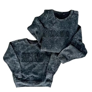 Hot Sale Mama Signature Crew-neck Acid Washed Sweatshirt Casual Mommy <strong>and</strong> Me <strong>Outfit</strong> for Girls <strong>and</strong> Boys - Product Image 1