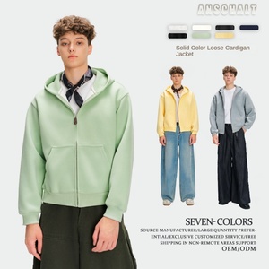 Sudadera con capucha retro americana de 420 g, cuello alto, para hombre y mujer, con cremallera, estilo informal, para primavera y otoño - Product Image 1