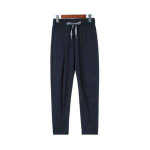 Özel erkek spor Joggers pantolon hızlı kuru anti-kırışıklık gevşek Fit renkli koyu mavi siyah orta bel yaz Casual <span class=keywords><strong>Sweatpants</strong></span>