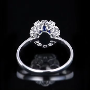 SGARIT Fabricante de Joyería Fina, Anillo de Diamantes con Zafiro Azul Natural de 0.65 CT, Oro Blanco de 18k Real, para Compromiso - Product Image 4