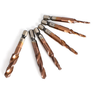 Macho de roscar espiral de cobalto HSS M5x0.8 M6x1, macho de máquina métrico para taladrar acero, vástago hexagonal, acabado brillante - Product Image 2