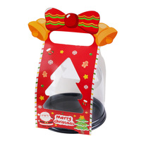 Boîte à gâteau de Noël de haute qualité en gros, 4 pouces, portable, mousse, décoration de dessin animé, boîte en plastique PP transparente semi-circulaire