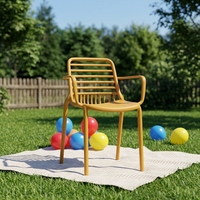 Chaise de salle à manger moderne en plastique PP avec accoudoirs, résistante aux intempéries, pour jardin, café, restaurant, chaise de loisirs