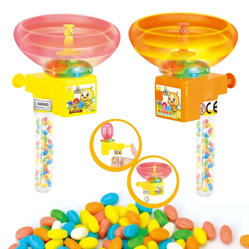 Shantou Plastic Toy Candy Wholesale Light Up Dream Spin Flower Candy Toys dolci Caramelos