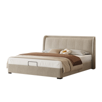 Lit en bois massif rembourré personnalisable avec sommier à lattes silencieux 5D, écologique, gain de place, style italien moderne pour villa