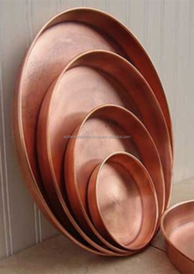 Trending Design Lot de 2 plateaux de service en cuivre de forme ronde Idéal pour la cuisine à domicile et les restaurants Plateau de service en cuivre - Product Image 5