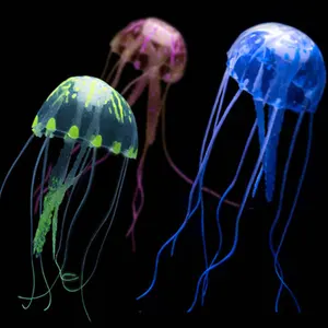 美丽发光效果人造水母鱼缸水族馆装饰迷你潜水艇装饰水下宠物装饰
