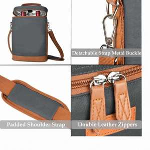 Bolsa Enfriadora de Vino Aislada Personalizada para 2 Botellas, con Vasos, para Viajes a la Playa, con Diseño Elegante de Bolso - Product Image 4