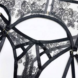 X1946 New Hot Sexy Famme Lencería Sheer Mesh Bordado Tentación Liga Sensual Ropa interior - Product Image 4