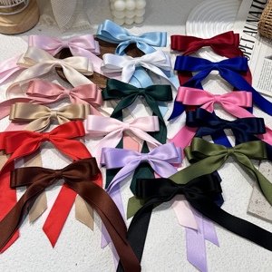 Barrettes à <span class=keywords><strong>cheveux</strong></span> en satin couleur unie avec nœud, style ballet, double nœud avec longue queue, accessoires pour <span class=keywords><strong>cheveux</strong></span> pour jeunes filles - Product Image 6