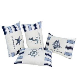 Mediterranean Ocean Style Embroidered <b>Throw</b> <b>Pillows</b> Rectangle 100% Cotton Removable With Insert Decorative Cushions - Product Image 4