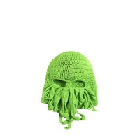 Chapeau en tricot brodé à la main avec une barbe de pieuvre amusante pour Halloween, 100% acrylique, chapeau d'hiver chaud personnalisé pour hommes adultes, ski, vélo