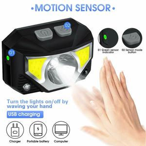 Công suất cao cảm biến chuyển động COB Led Đèn Pha USB có thể sạc lại adventuridge thiết bị đêm chạy đầu ánh sáng - Product Image 2