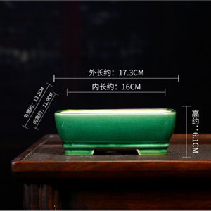 Maceta Rectangular Hecha a Mano de Arcilla Morada con Esmalte de Color, Maceta para Bonsái de Estilo Japonés y Chino, 17.3 cm de Largo - Product Image 1