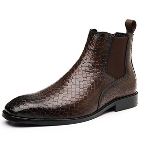Nouveauté Bottines Chelsea à motif tissé de grande taille Bottines <span class=keywords><strong>tendance</strong></span> pour hommes Grande taille 38-48 - Product Image 3